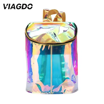 

Women Candies Hologram Transparent Holographic Book Bag Racksacks Backpack