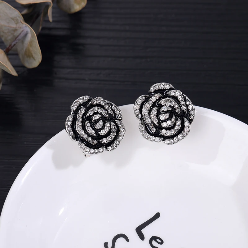 Luxury Brand Designers Jewelry Camellia Flower Earring Fashion Gold Color Stud Earring For Women
