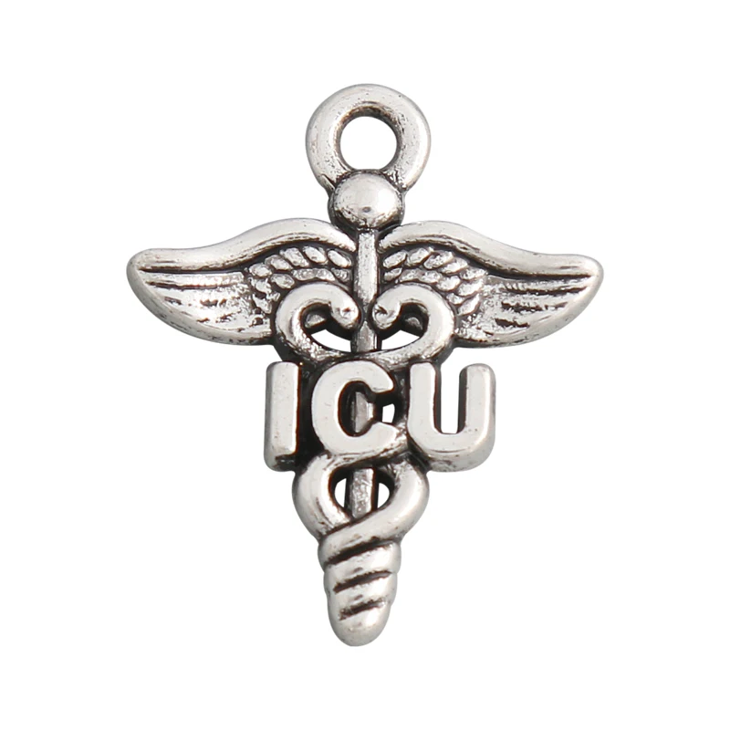 

RAINXTAR Fashion Alloy Caduceus Medical ICU Charms 19*23mm 50pcs AAC825