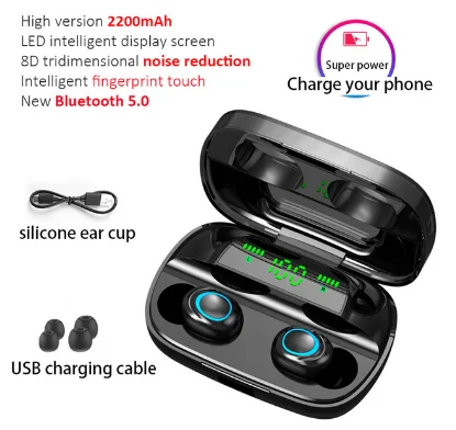 Черный S11 3500 мАч Внешний аккумулятор наушники Bluetooth Беспроводные спортивные наушники TWS игровая гарнитура с микрофоном для IPhone Xiaomi - Цвет: Черный