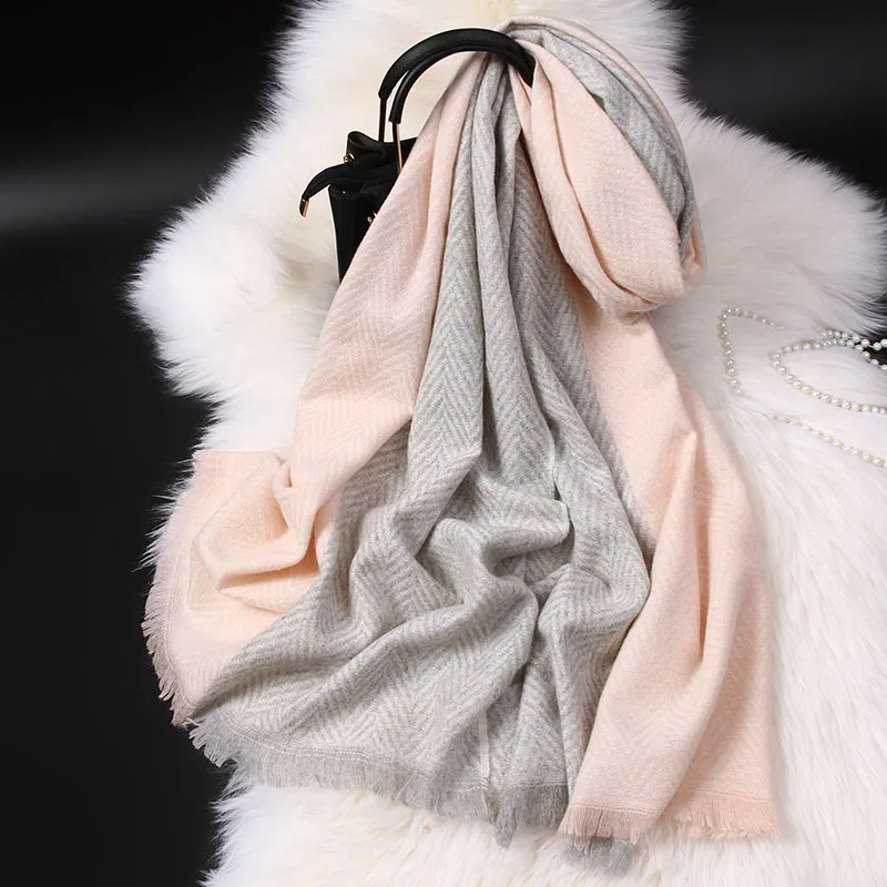 Зимний шерстяной шарф женский теплый мягкий длинный осенний шарф Женская Пашмина Шали Обертывания Модные женские вязаные шарфы 195x60 см