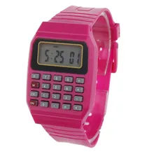 Водонепроницаемые Детские Силиконовые многофункциональные электронные наручные часы-калькулятор для мальчиков, детские часы с будильником и датой, подарок Q