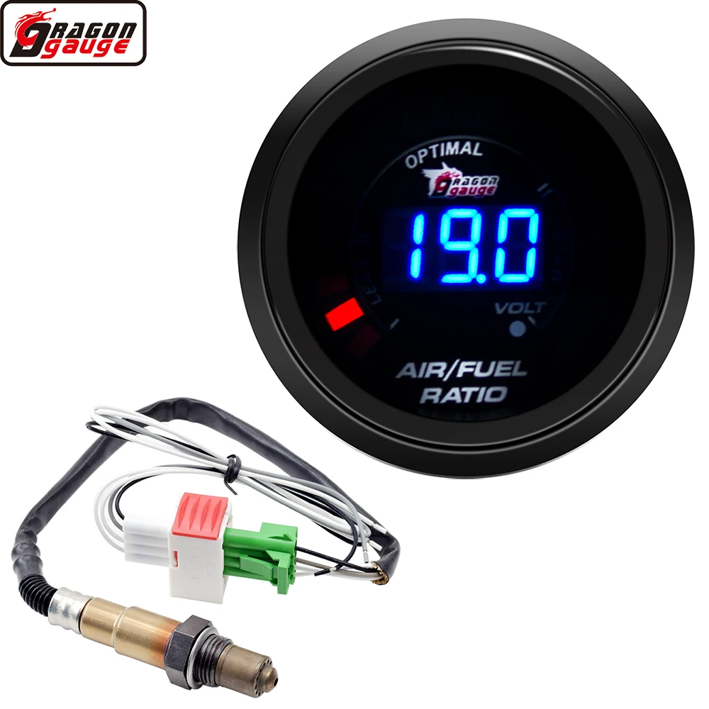 Dragon 52mm Auto Air Fuel Ratio Gauge 20 LED Digital Display Narrow