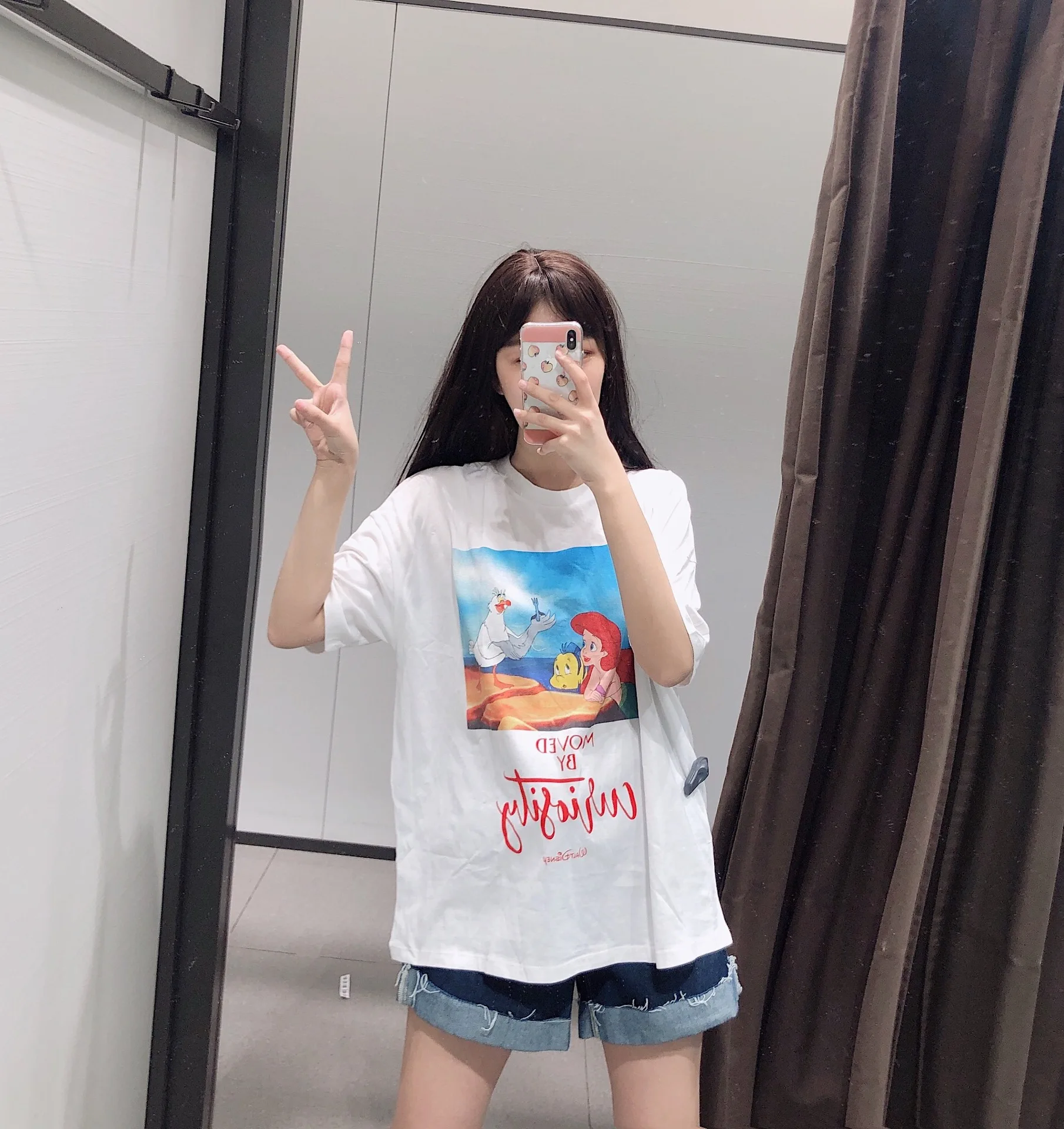 

2019 Hot sell The Little Mermaid Short Sleeve t-Shirt Female Big Code Cartoon Harajuku 2019 New White Couples Summer Dress