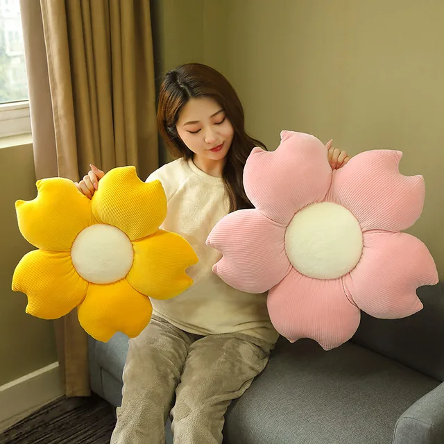 40/50/68cm Adorable Plants Pillows Stuffed Soft Sunflower Sakura Daisy Flowers Seat Cushion Props Decoration 2