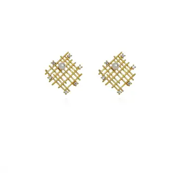 

2020 new trendy temperament wild irregular hollow metal earrings micro inlaid pearl zircon earrings ladies gift