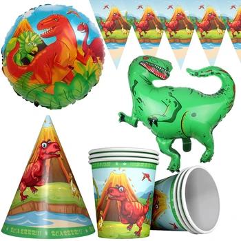 

Dinosaur Party Disposable Tableware Set Baby Shower Party Anniversaire Birthday Decor Balloon Party Stamping Plate Party Supplie