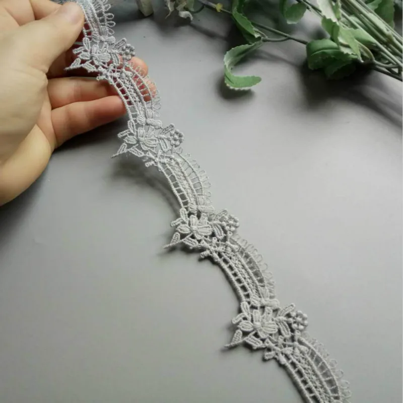 2 Yard Gray Vintage Flower Tassel Lace Embroidered Lace Trim Ribbon Applique Handmade DIY Sewing Supplies Craft Decoration