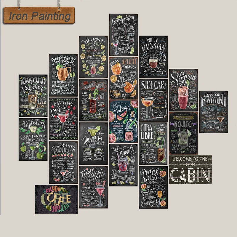 

Coffee Cocktail Love Cake Tea Tin Signs Wall Plaque Custom Metal Painting Antique Gift Bar Pub Home Decoration Metal Wall Art