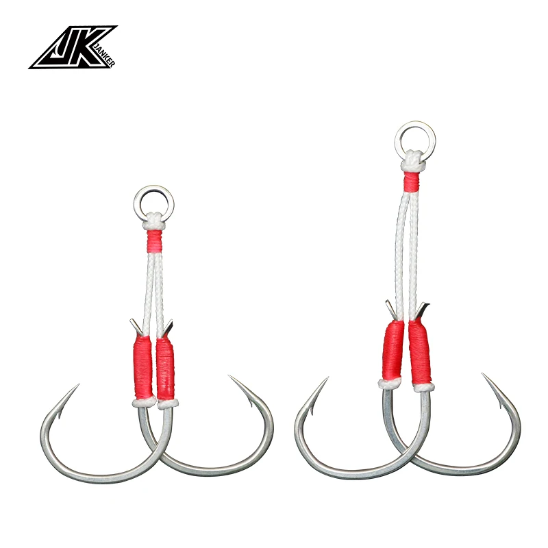 JK Lightweight Red Color 3/0 4/0 5/0 6/0 Slow Jig Hook Assist Double Fish  Hooks Saltwater INCHIKU All For Fishing Tackles Snap