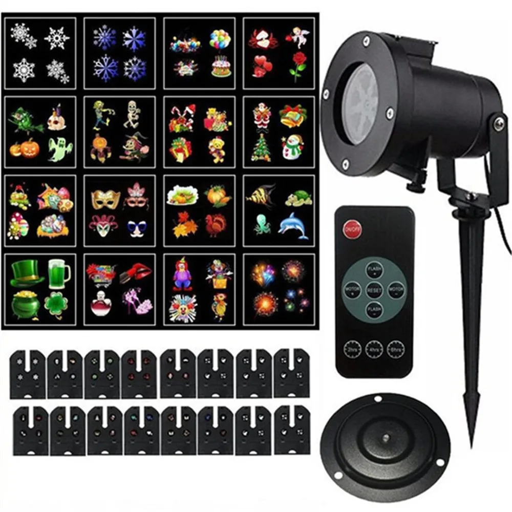 Waterproof Led Christmas Projector Light 16 Slides Outdoor Star Snowflake LED Stage Lamp For Party Landscape Garden Light
