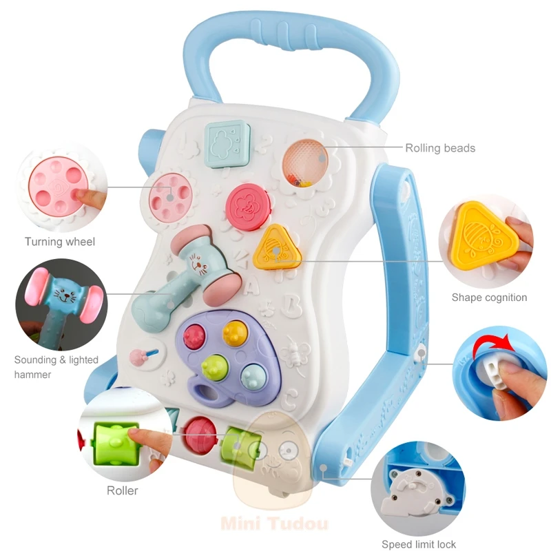 13-24 Months Baby Activity Center Baby Walker With Wheel Educational Toys Multifunctional Table With Cube Hammer Kids Toys