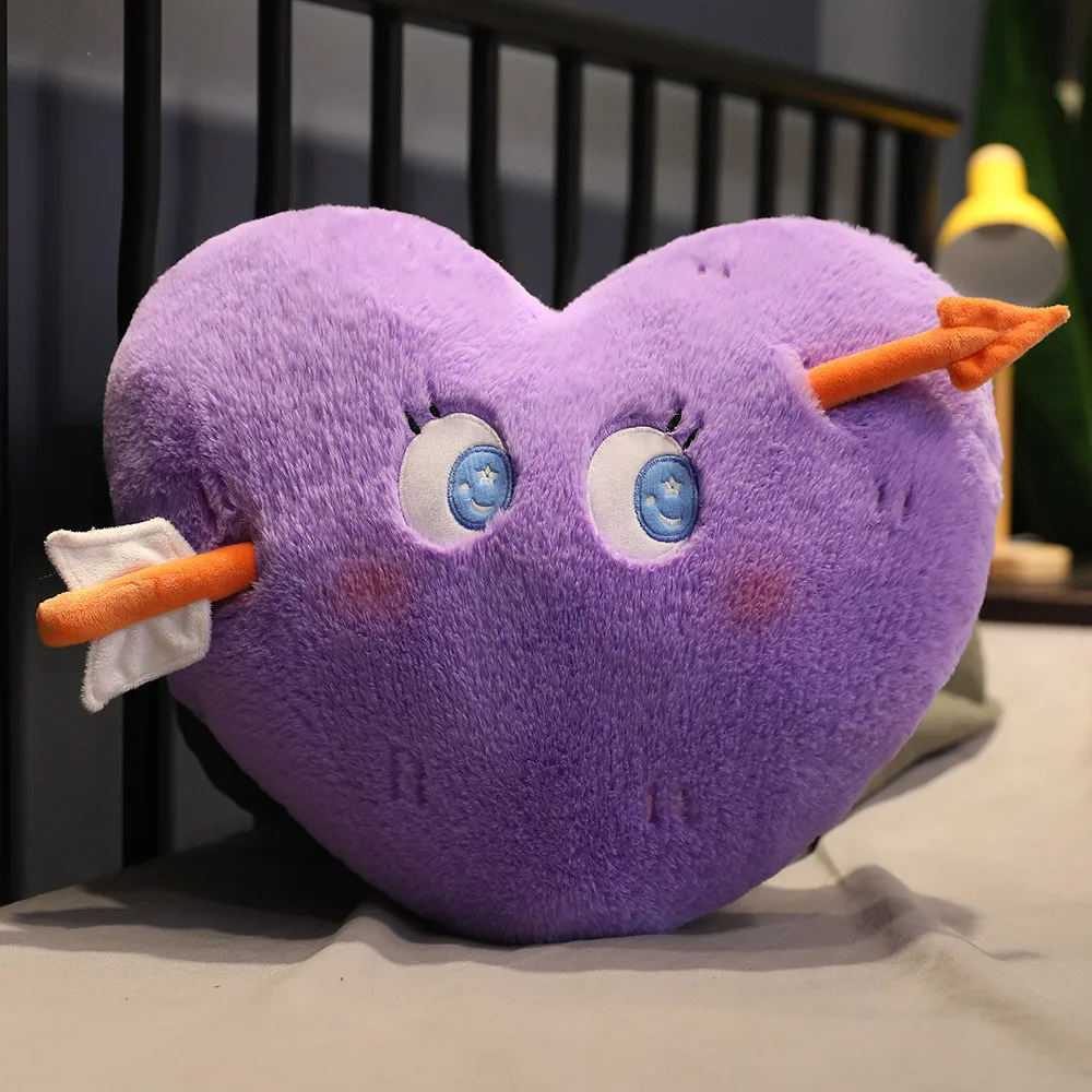 Милая Стрела Купидона Сердце Форма плюшевая подушка Kawaii подушка с выражением лица забавная мягкая игрушка Дети девочка подарки - Цвет: Фиолетовый