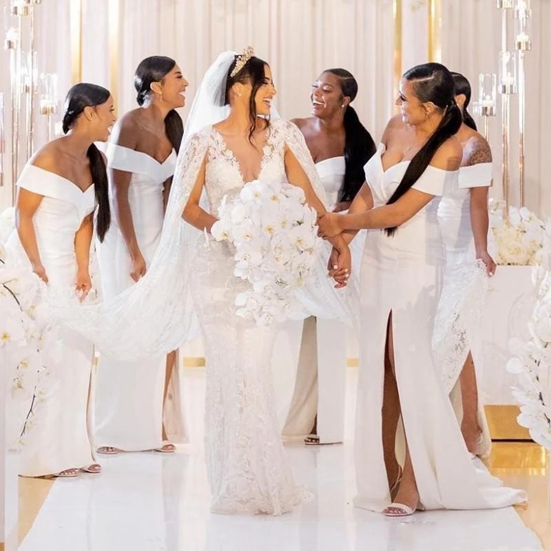 Elegante Witte Bruidsmeisje Jurken 2020 Lange Mermaid Wedding Party Prom Jurken Formele Gelegenheid Graduation Jurken Elegante Witte Bruidsmeisje Jurken 2020 Lange Mermaid Wedding Party Prom Jurken Formele Gelegenheid Graduation Jurken