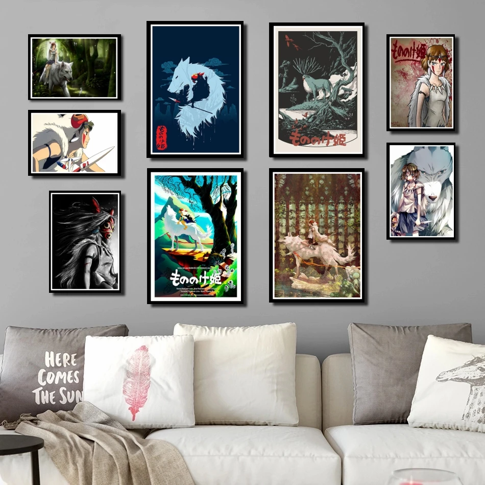 Perfect Jl Princess Mononoke Studio Ghibli Tribute Anime Poster Wall Art Picture Posters And Prints Home Decor Wall Stickers Wall Stickers Aliexpress