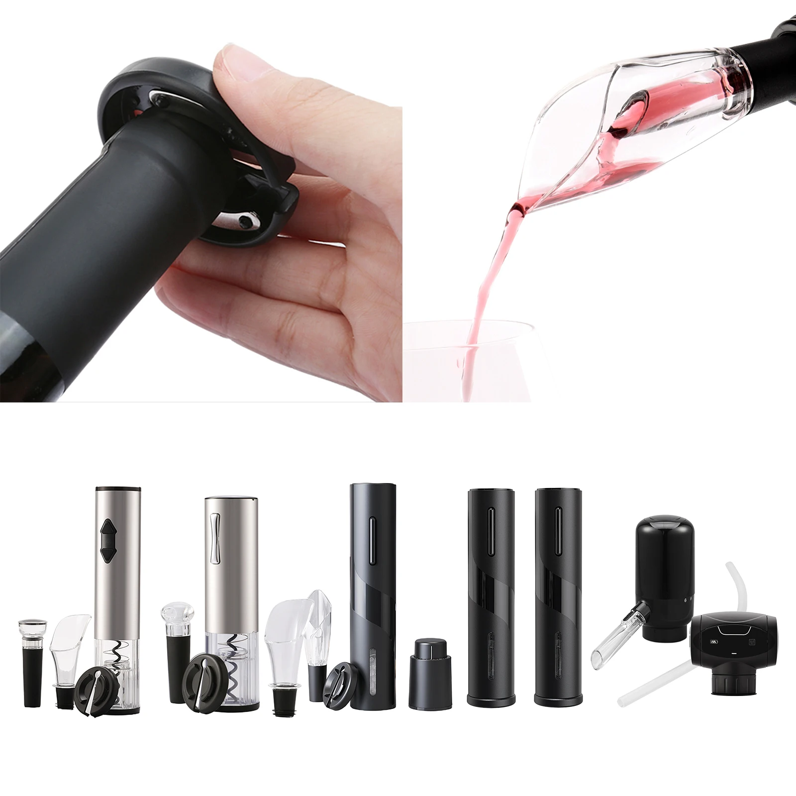 Automatic Wine Opener Red Wine Dry Battery Electric Wine Bottle Opener Kit Cordless Corkscrew Foil Cutter Kitchen Tool gifts