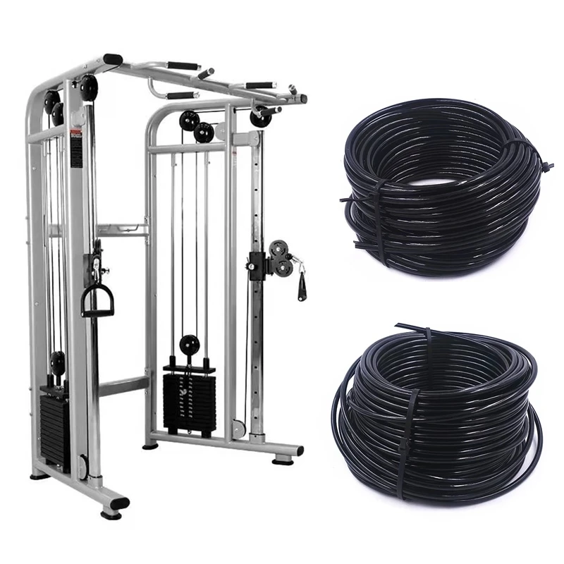 100Meters 4/5/6mm Thick Home Weight Lifting Pulley System Workout Gym Cable Stainless Wire Rope with Black Nylon Coating