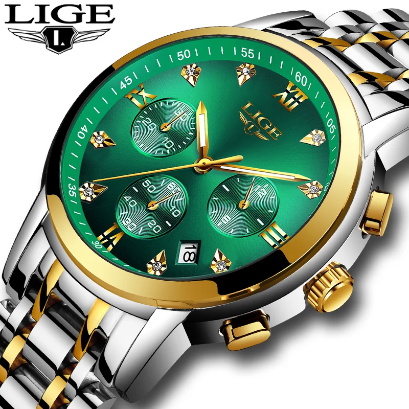 2020 Brand LIGE Green Water Ghost Luxury Men's Watch Waterproof Date Clock Mens Watches Men Quartz Wristwatch Relogio Masculino
