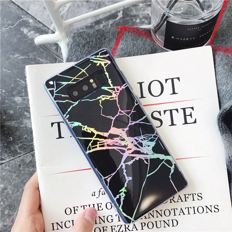Роскошный Матовый лазерный цветной мраморный чехол для samsung Galaxy Note 10 Pro S10 S9 S8 Plus S10e Note 9 8 S7 Edge чехол Funda