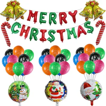 

38pcs/set Bells Snowman Santa Claus Merry Christmas Balloon Set Colorful Christmas Latex Globos Merry Christmas Party Decoration