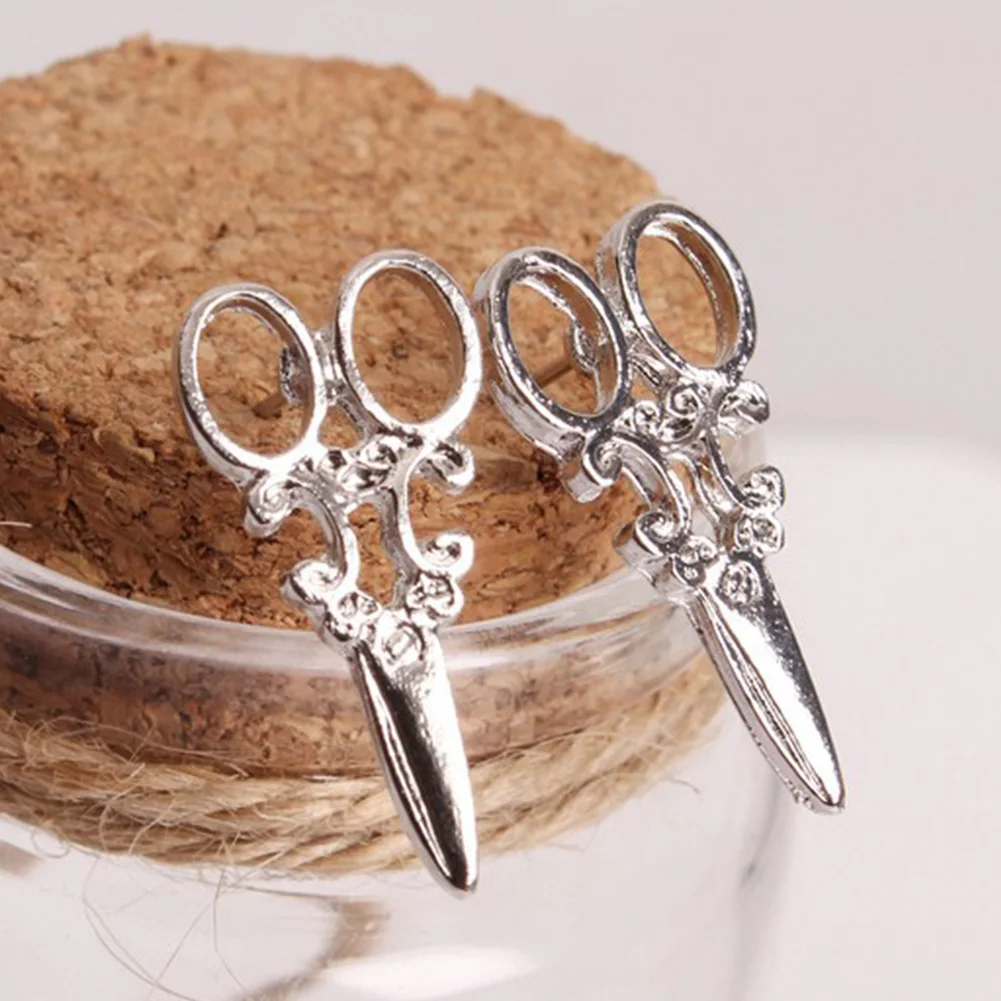 

Simple Casual Fabala Ear Stud Small Scissors Jewelry Earrings Alloy