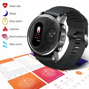 

NEWEST T3pro Dual Display Waterproof Bluetooth Two Time Zones Smart Watches Sport And Commerce Health Tracker Men's Watch