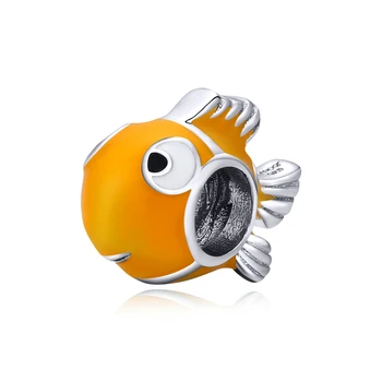 

Genuine 925 Sterling Silver Yellow Enamel Clownfish Metal Charm for Original Silver Bracelet Bangle DIY Jewelry BSC206