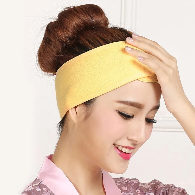 Корейские банданы для йоги, женские розовые банданы для волос с широкими полями, полотенце для лица, волшебные наклейки, Женские аксессуары - Цвет: Yellow
