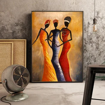 

Vintage African Woman Portrait Oil Painting Wall Art Pictures Painting Wall Art for Living Room Home Decor