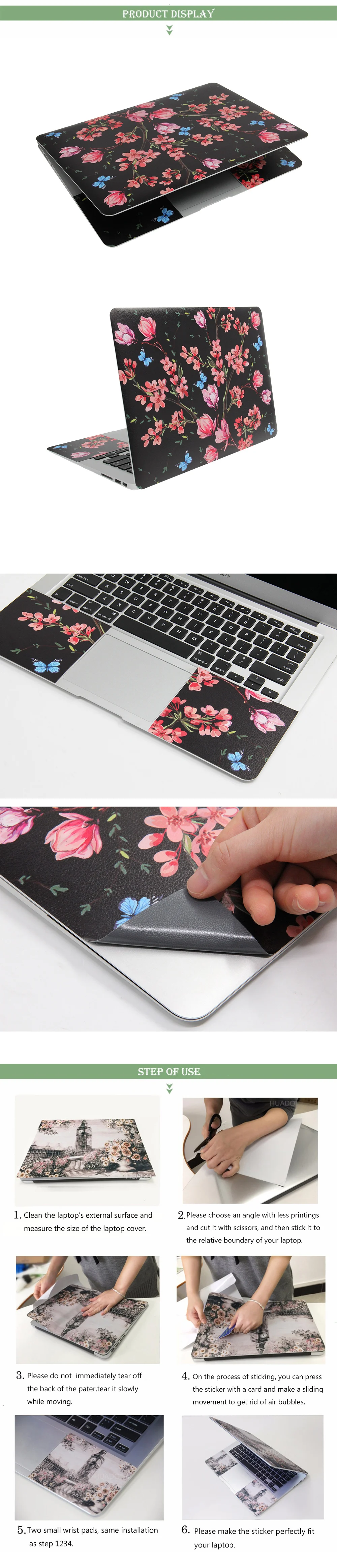 Laptop Skins PVC Decal Stickers hp 15.6 Notebook Macbook Lenovo ASUS ACER 11 14 17 inch