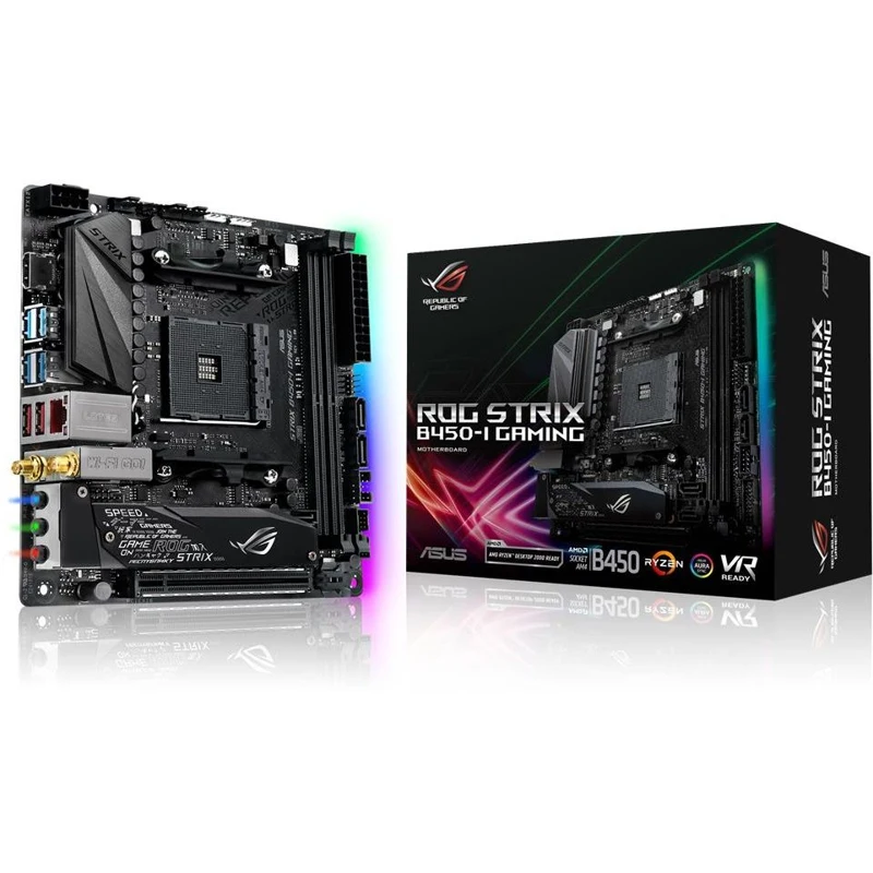 Материнская плата Asus ROG STRIX B450-I GAMING Soc-AM4 AMD B450 2xDDR4 mini-ITX AC`97 8ch(7.1) GbLAN