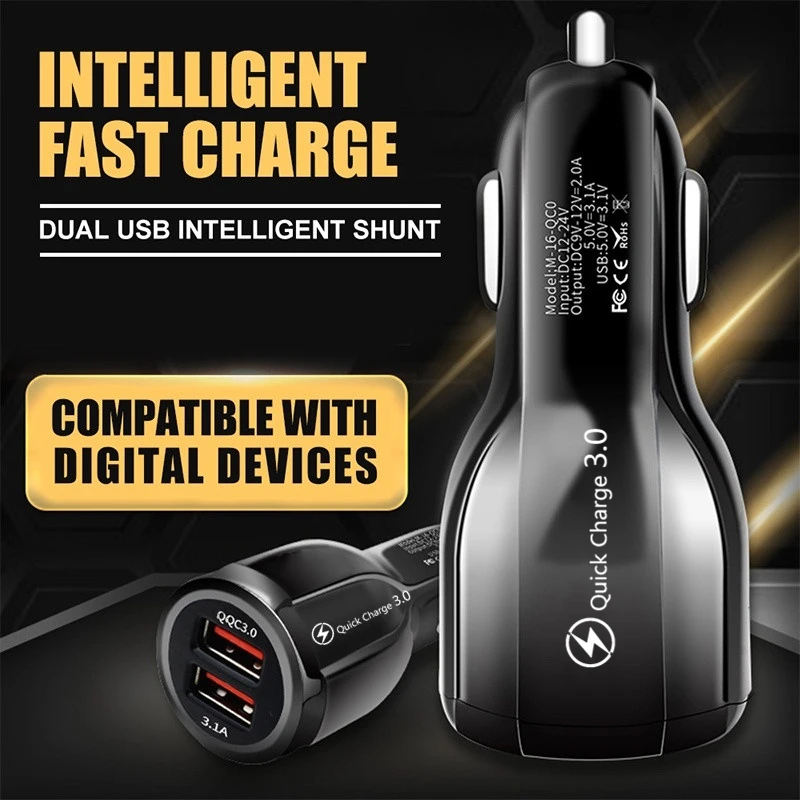 Mini Dual USB Car Charger Quick Charge 3.0 4.0 Phone Charger For iPhone Samsung Xiaomi mi8 QC3.0 Fast Charging charger in car (6)