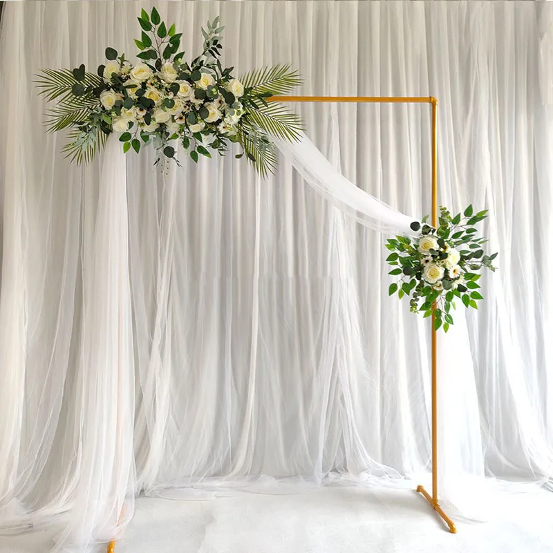 

Wedding Stage Background Frame Wrought Iron Decorative Flower Stand Custom Gold Wedding Square Arch Shelf