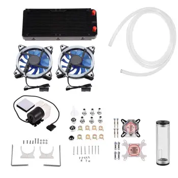 

240mm CPU GPU Water Cooling Kit Block Pump Reservoir LED Fan Heatsink