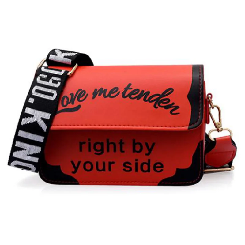 

Korean Version Of the Wide Shoulder Strap Small Square Bag Trend Fashion Letter Shoulder Bag Wild Messenger Bag