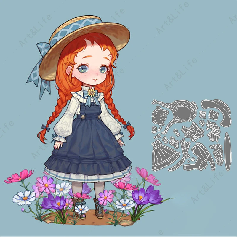 

Cute Lovely Girl Hot New Metal Cutting Dies Stencils for Making Scrapbook Album Birthday Paper Cards Embossing Cut Die Flowers