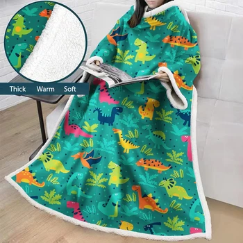 

Novelty Cartoon Animal Wearable Blanket With Sleeves Home Office Nap Sleeves Blanket All Wrap Warm Fleece Sofa Bed Throw Winter