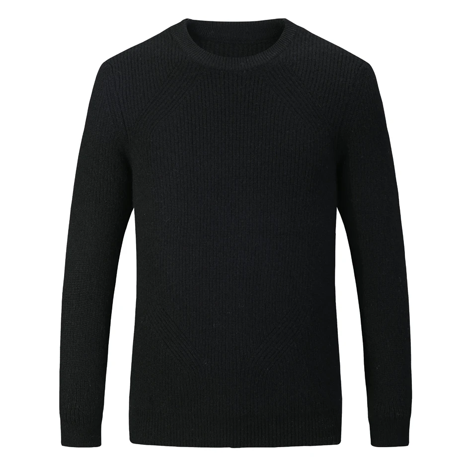 RMORE внутренний монгольский кашемировый свитер для мужчин Pollover Crewneck красивый узор спереди ребристый Зимний толстый 7 Калибр вязаный SlavaStore