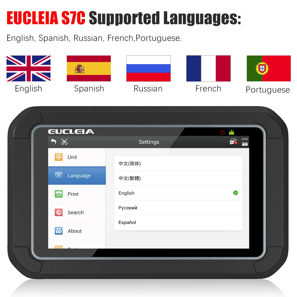 Автомобильный сканер EUCLEIA S7C OBD2 профессиональный считыватель кодов полной