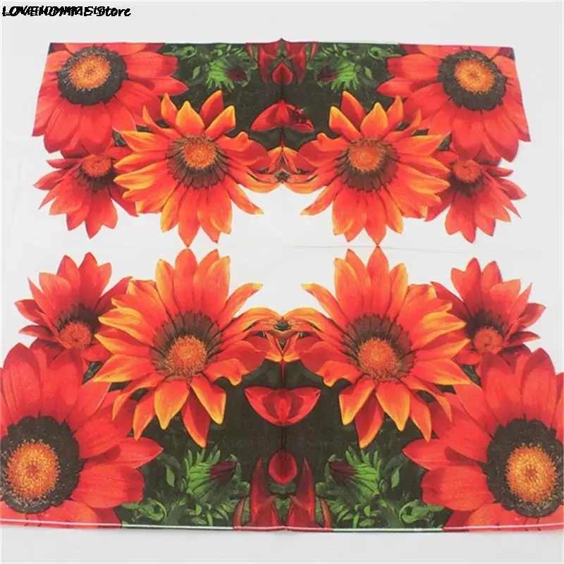 20Pcs/Pack Napkins Paper Flower Pattern Decoupage Napkin Paper Tissue for Xmas Wedding Decor Party Table Supplies