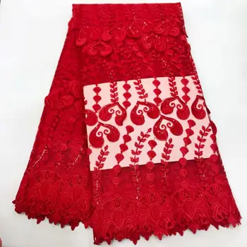 

Red Blue White Nigerian French Mesh red Lace Fabrics Guipure Tulle Embroidered African Laces Fabric With 3 d flowers for Party
