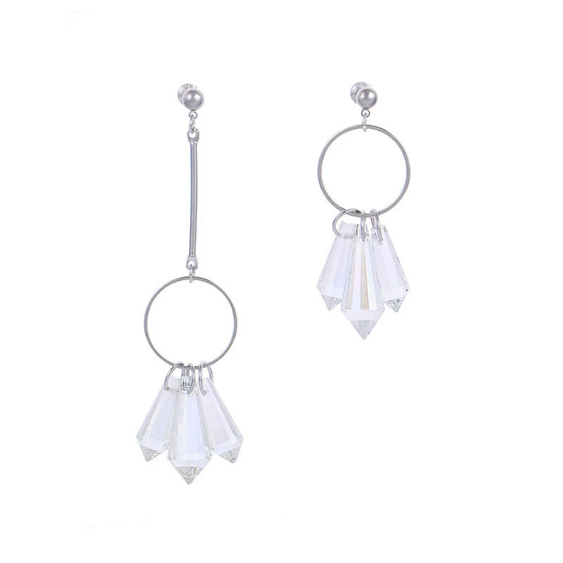 

ELEGANCE11 Kpop Earrings Clear Crystal Dangle Earrings Cute Silver Earrings for Party Women Christmas Jewelry Gift