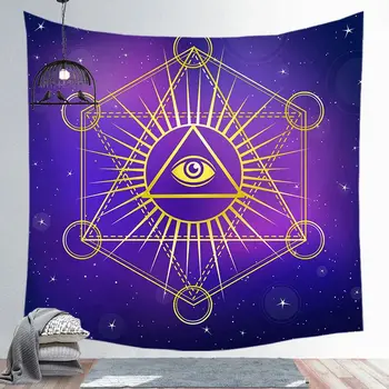 

Digital Printing Peach Skin Tapestry Mysterious Religious Yoga Square Background Decorative Hanging Cloth 150*150cm short hair