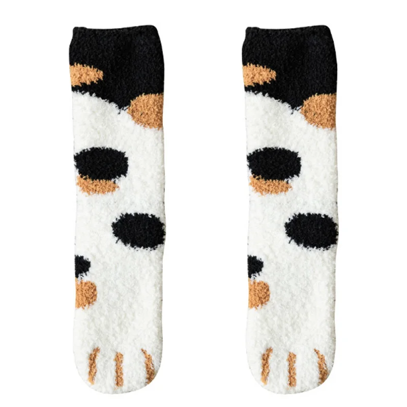 Зимние милые толстые теплые носки-тапочки с когтями для сна