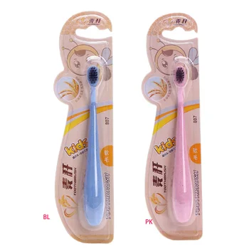 

Children Kids Toothbrush Extra Soft Ultrafine Bristles with Wheat Straw Handle Compact Slim Head Travel Portable Oral Care