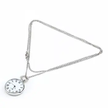 

GENBOLI 1pcs Quartz Round Pocket Watch Dial Vintage Necklace Silver Chain Pendant Antique Style Personality Pretty Gift