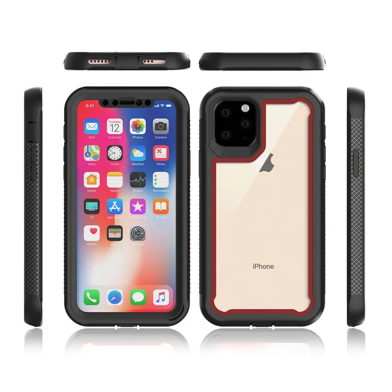 iPhone 11Promax 6 8 7 Plus X XR XSMAX Front&Back 360 Full Body Protection Case Colorful TPU Bumper Hybrid Armor Mobile Phone Bag