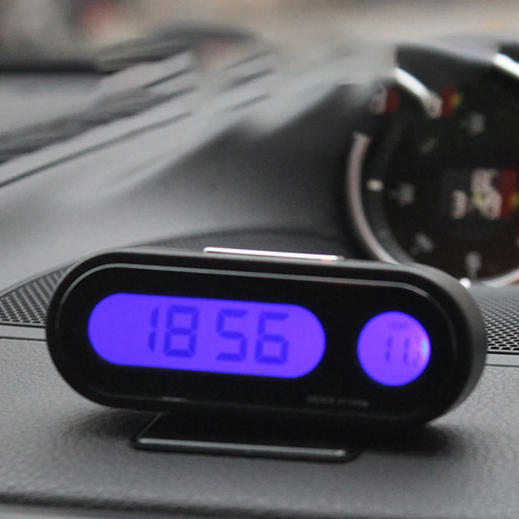 

LCD Screen Clock Thermometer Car Auto Digital LED Electronic Time Watch with Backlight Vehicle Supplies