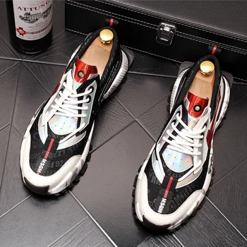 

2020 spring New retro British designer Sneakers Men mixed colors Casual Flats shoes Male thick bottom Wedding Moccasins Loafers