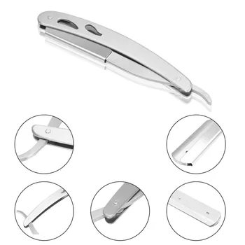 

NEW Portable Travel Stainless Steel Men Straight Barber Steel Razors Folding Shaving Knife Trimmer With 10pcs Blades Silver DFDF